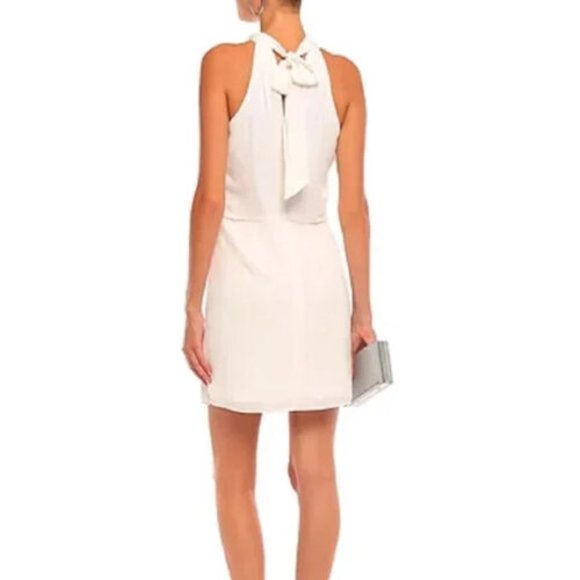 Halston Mock-Neck Mini Dress in Chalk Sz 2 - Picture 3 of 14